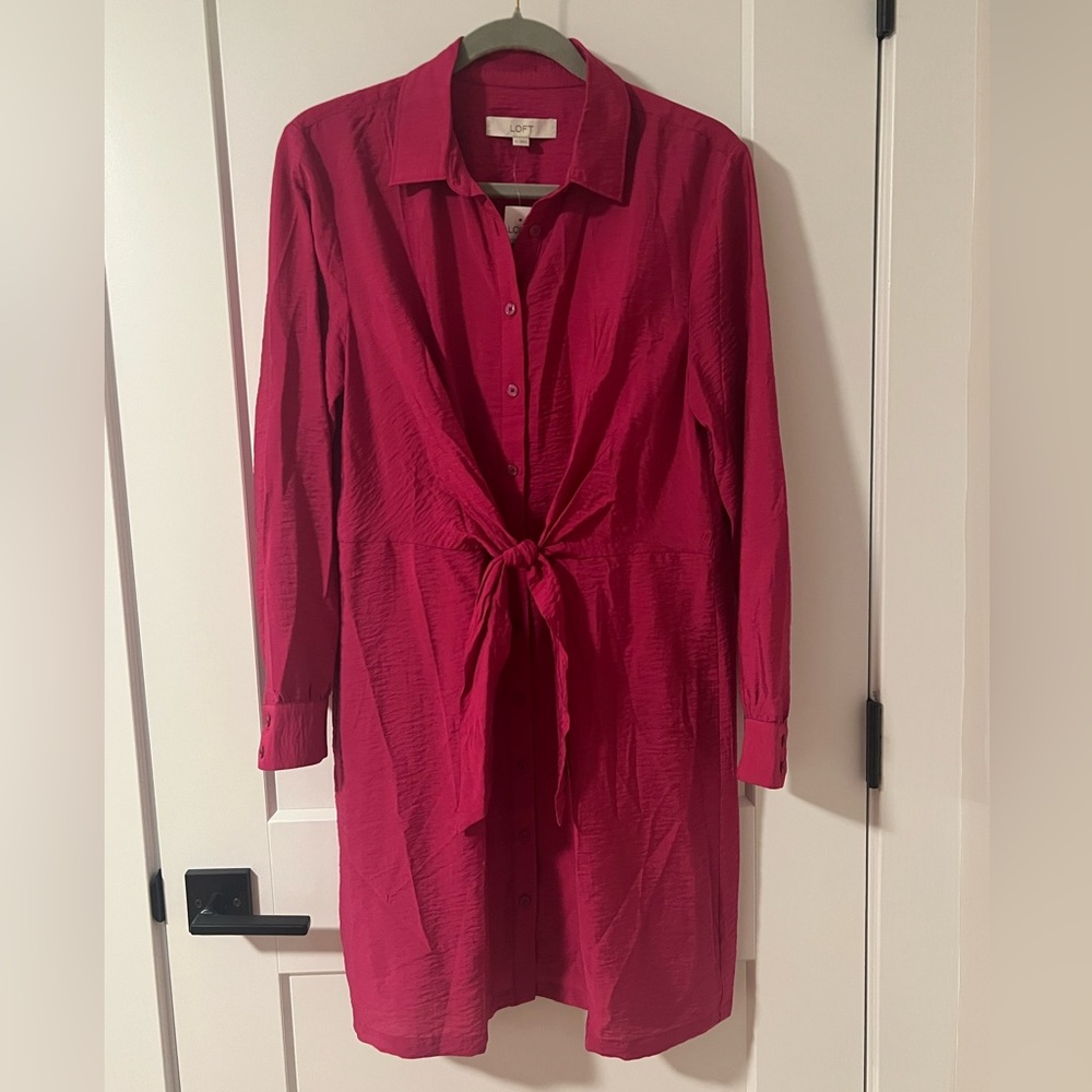 Loft Dahlia Tie Front Mini Shirtdress - Picture 2 of 4